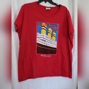 Holland America Line Red Short Sleeve Vintage Print Crewneck T-shirt‎ Size 2XL